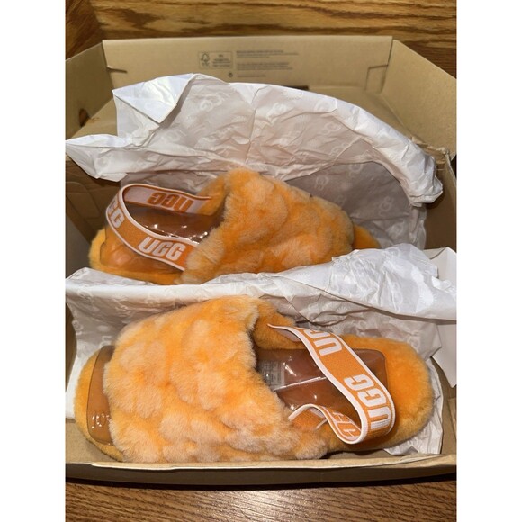NIB UGG Fluff Yeah Slide Poppy - California Orange Poppy - US 7 W/ Box - Picture 4 of 7
